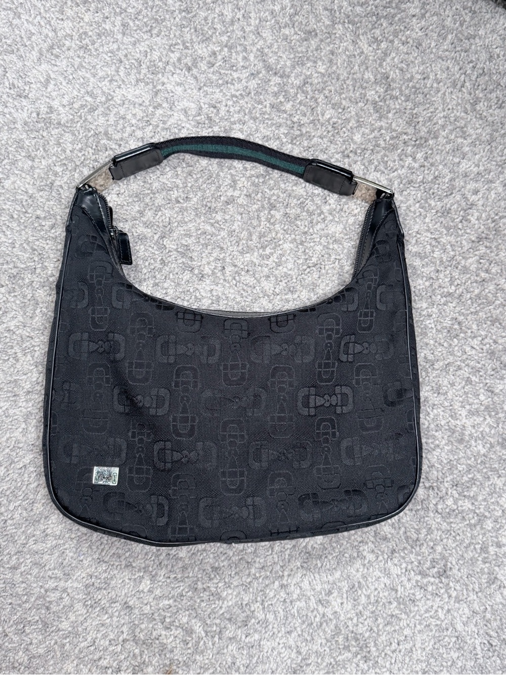 GUCCI Horsebit Pattern Canvas Black Shoulder Bag 211524 - Picture 9 of 16